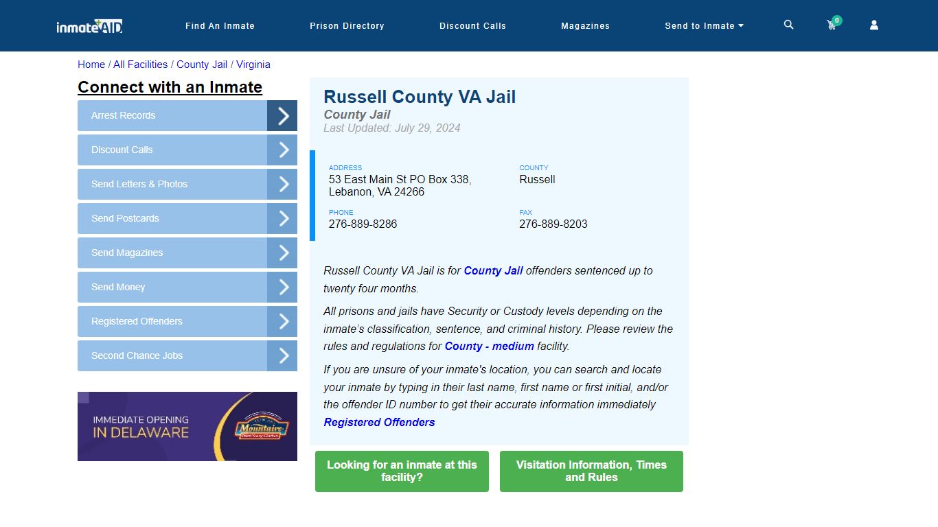 Russell County VA Jail - Inmate Locator