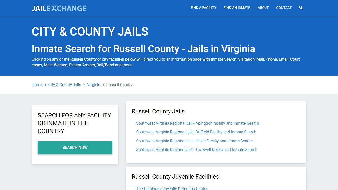 Inmate Search for Russell County | Jails in Virginia - Jail Exchange